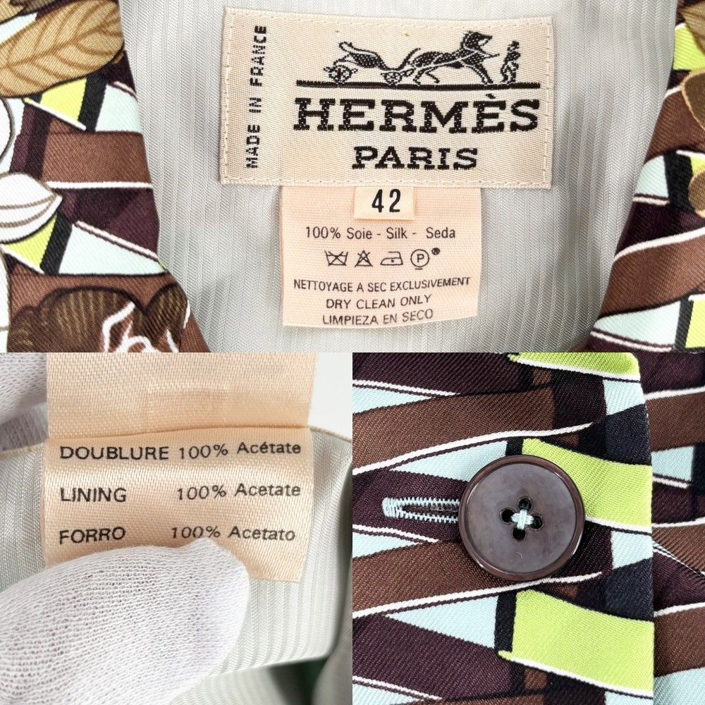 エルメス ヴィンテージ シルク ベスト ジレ 花柄 レディース 38 フランス製 90s 00s ヴィンテージ HERMES エルメス マルジェラ期