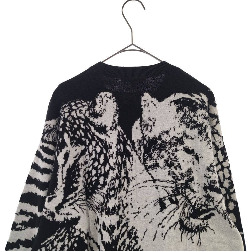 SUPREME (シュプリーム) 23SS Big Cats Jacquard L/S Top ビッグキャッツジャガードロングスリーブコットンニット  長袖セーター ブラック