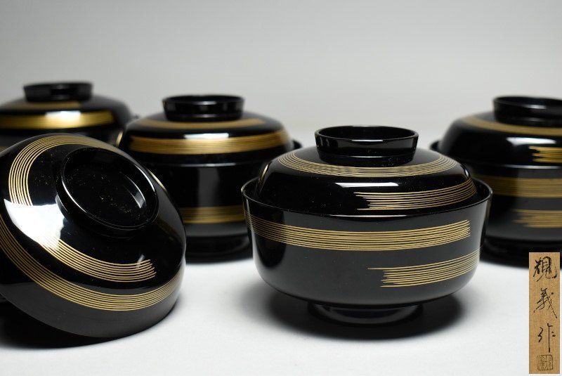 蔵A4652】塚本規義 露蒔絵 煮物椀 蓋物 五客 共箱 - メルカリ