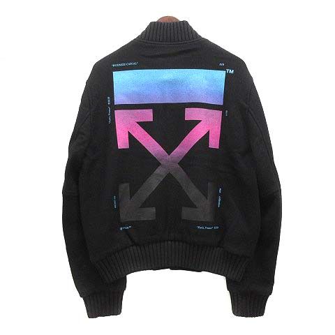 オフホワイト OFFWHITE スタジャン ジャケット DIAG GRADIENT VARSITY JACKET ブラック 黒 M OMEA145F18A32005 AA