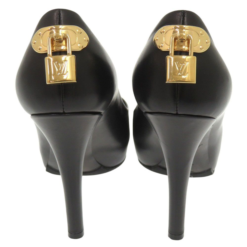 LOUIS VUITTON / ブラックパンプス / 36 美品 ルイ ヴィトン オープントゥ カデナ サイズ36 レザー ブラック