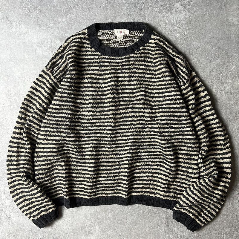90s 巨人タグ J.CREW ボーダー リネン コットン ニット セーター L / J