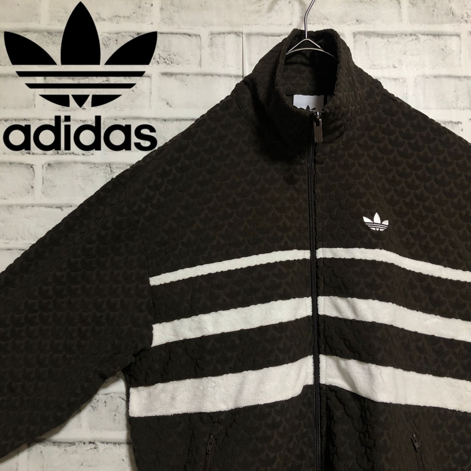 新品XS⭐️adidas ダークブラウン モノグラム トラックジャケット
