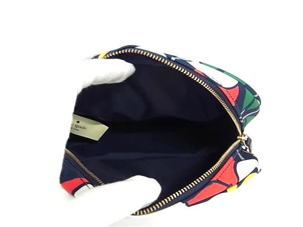 ■美品■ kate spade ケイトスペード ナイロン マルチポーチ マルチケース 小物入れ レディース ネイビー系×マルチカラー DK2498