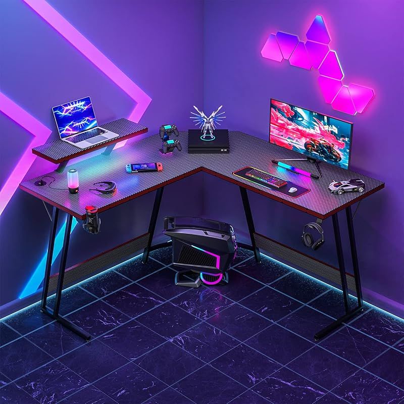 Victone ゲーミングデスク L字デスク「メーカー2年」 幅130cm