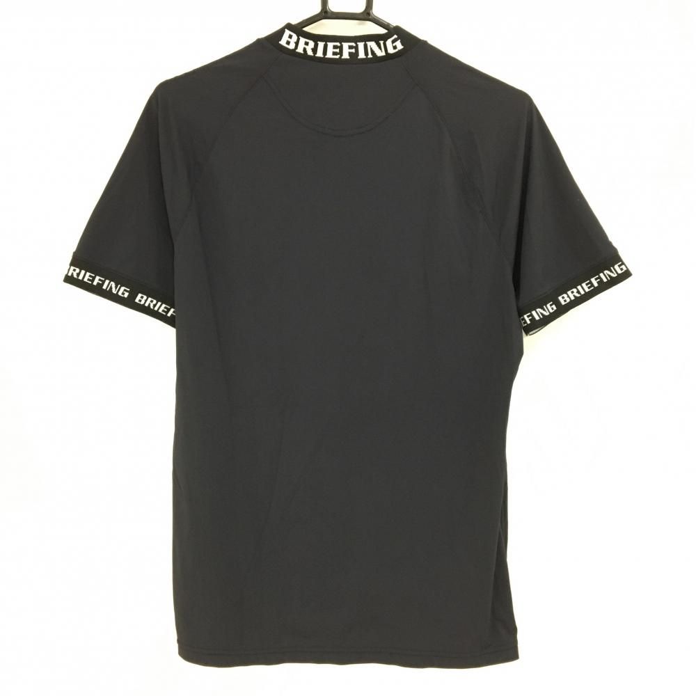 超 ブリーフィング 半袖ハイネックシャツ 黒×白 袖口ロゴ メンズ M ゴルフウェア モデル BRIEFING