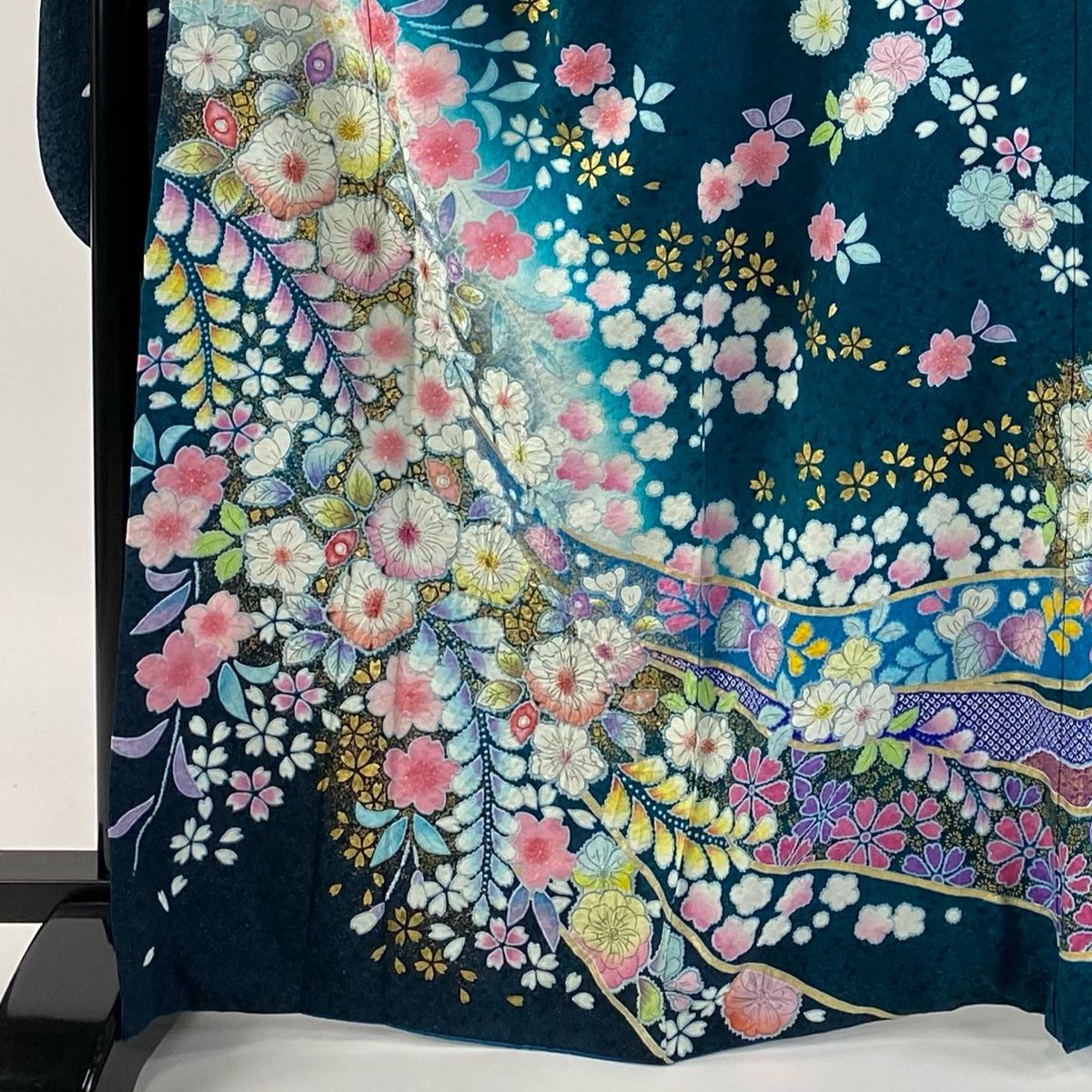 511z11〇緑 翠山工房 徳永憲峯 振袖 地紋 金通し 辻が花〇成人式 結婚式 kimono-hojo_a730-12