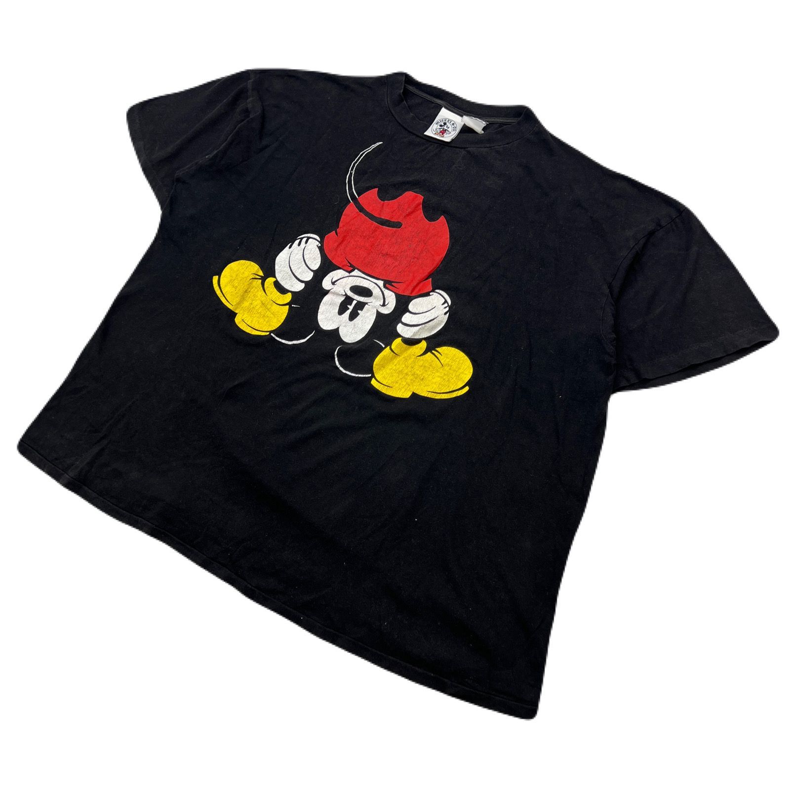 ディズニー 逆さミッキー 覗き Tシャツ XL相当 ブラック 【 USA製 90s 