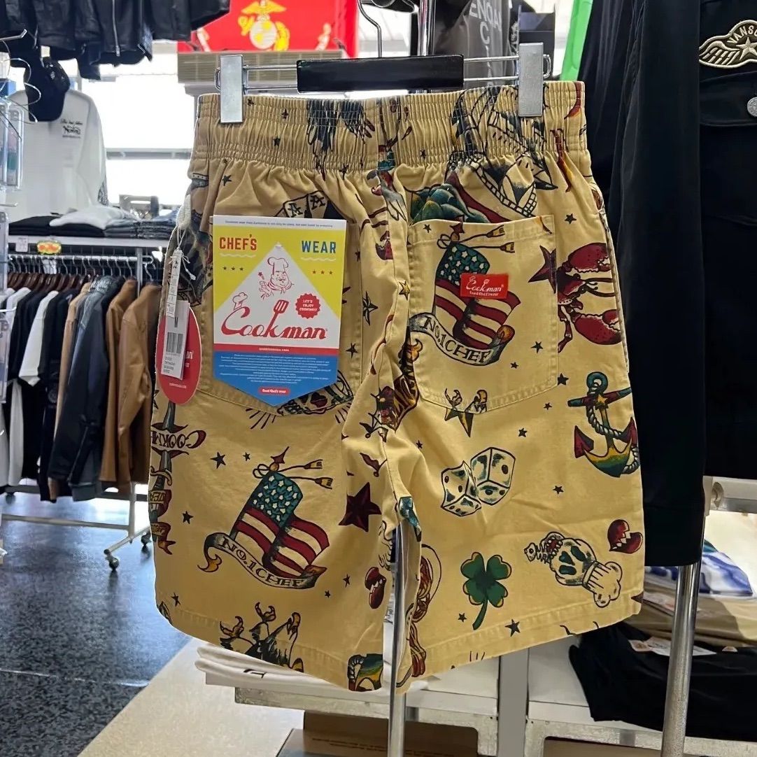 cookman クックマン⚫︎パンツ シェフ ショートパンツ タトゥー ベージュ M L