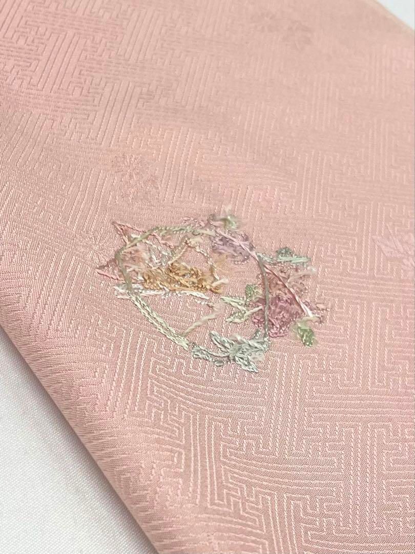 付け下げ 蘇州刺繍 相良刺繍 紋意匠 真紅色 正絹 反物