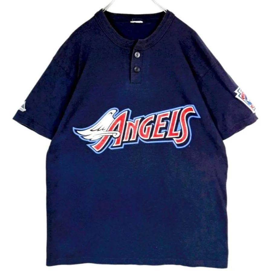 90s00sMLBアナハイムエンゼルスANGELSヘンリーネックTシャツ