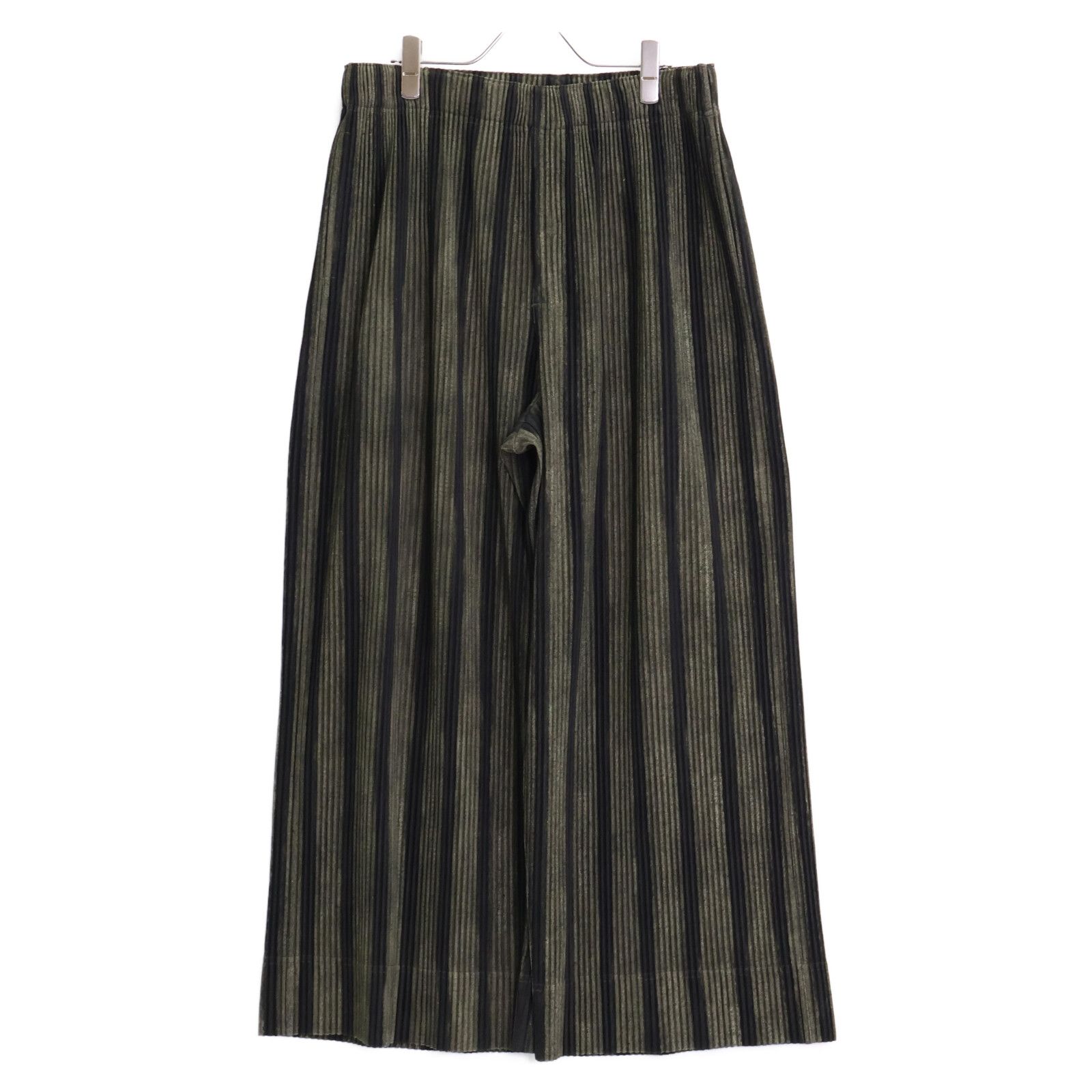 HOMME PLISSE ISSEY MIYAKE オムプリッセ イッセイミヤケ グリーン ブラック HP73JF215 ストレートワイドパンツ 3