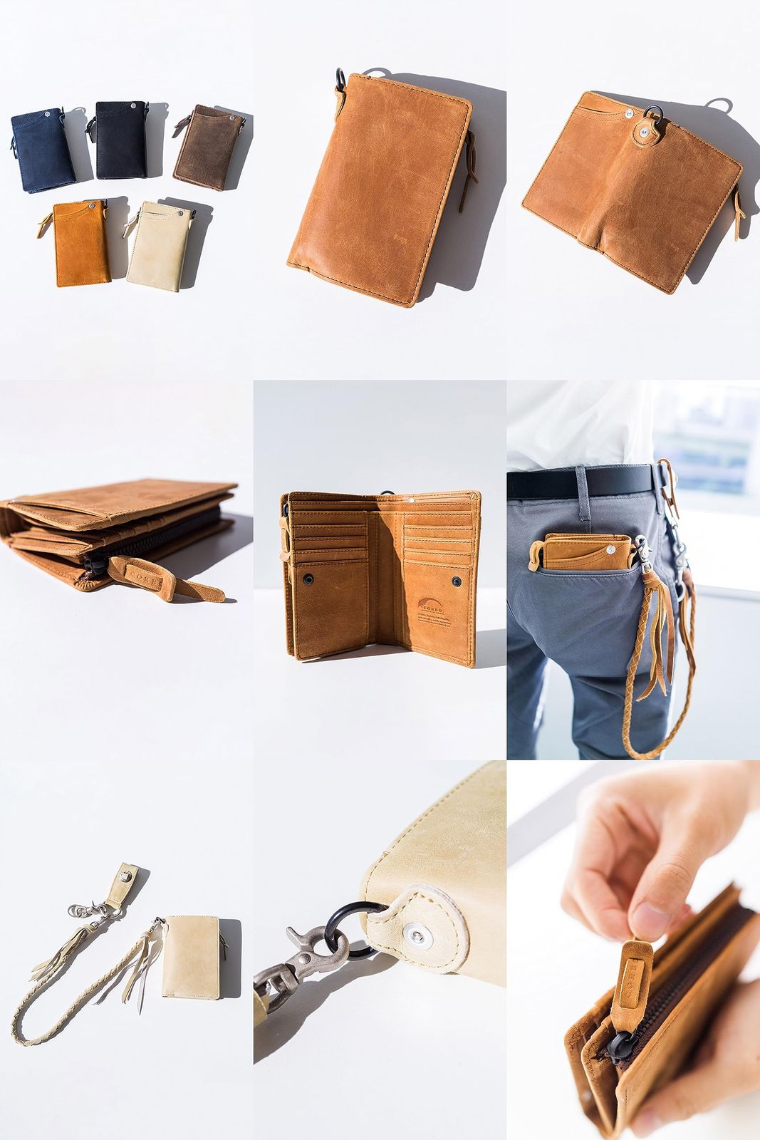 コルボ 二つ折り財布 L字ファスナー 本革 ブラウン CO-8 JF-9979-BR