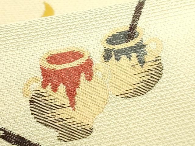 平和屋本店□極上 九寸名古屋帯 フクロウ 蒸栗色地 逸品 DZAA6294kh5