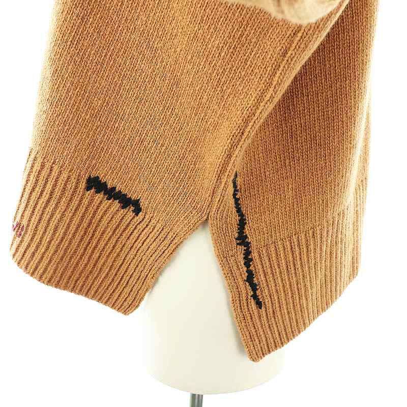 マルニ MARNI ウールニットセーター 刺繍 38 ブラウンベージュ