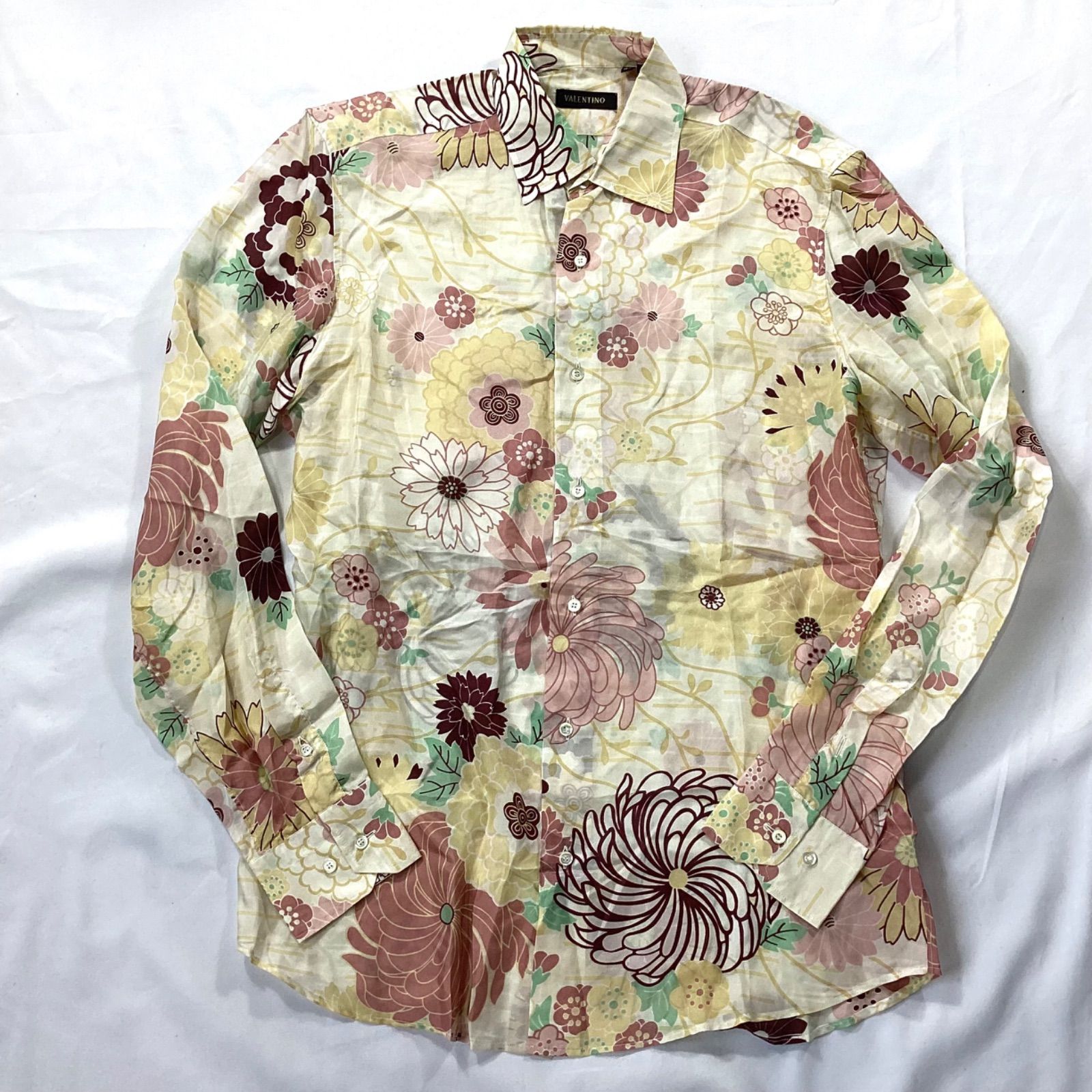 VALENTINO ヴァレンチノ 総柄 シルク シャツ VALENTINO ヴァレンティノ シャツ 総柄 花柄 フラワー柄 シルク