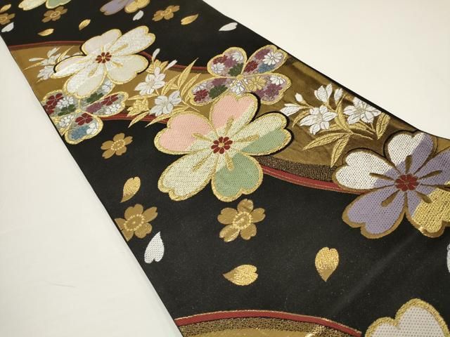 クーポン販売中 平和屋着物□六通柄袋帯 唐織 草花松文 金糸 正絹 逸品