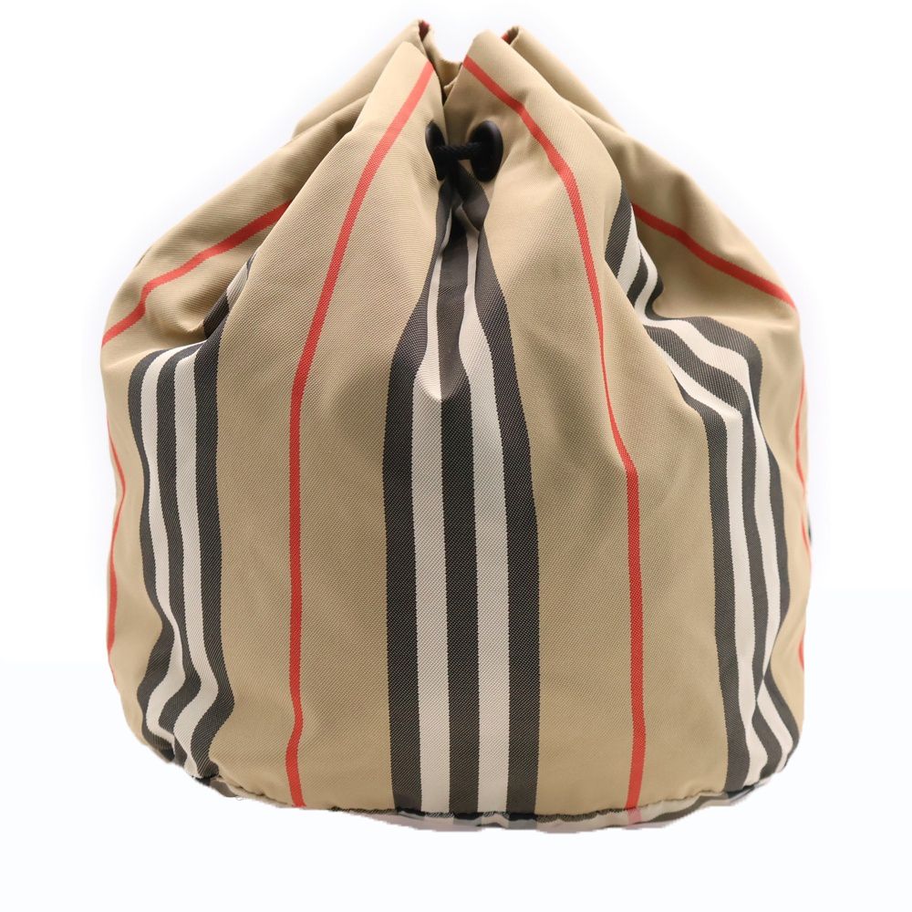 現行/美品 バーバリー アイコンストライプ 巾着 ポーチ ノバチェック ベージュ 中古・古着通販】BURBERRY (バーバリー) ノバチェック ハンドポーチ