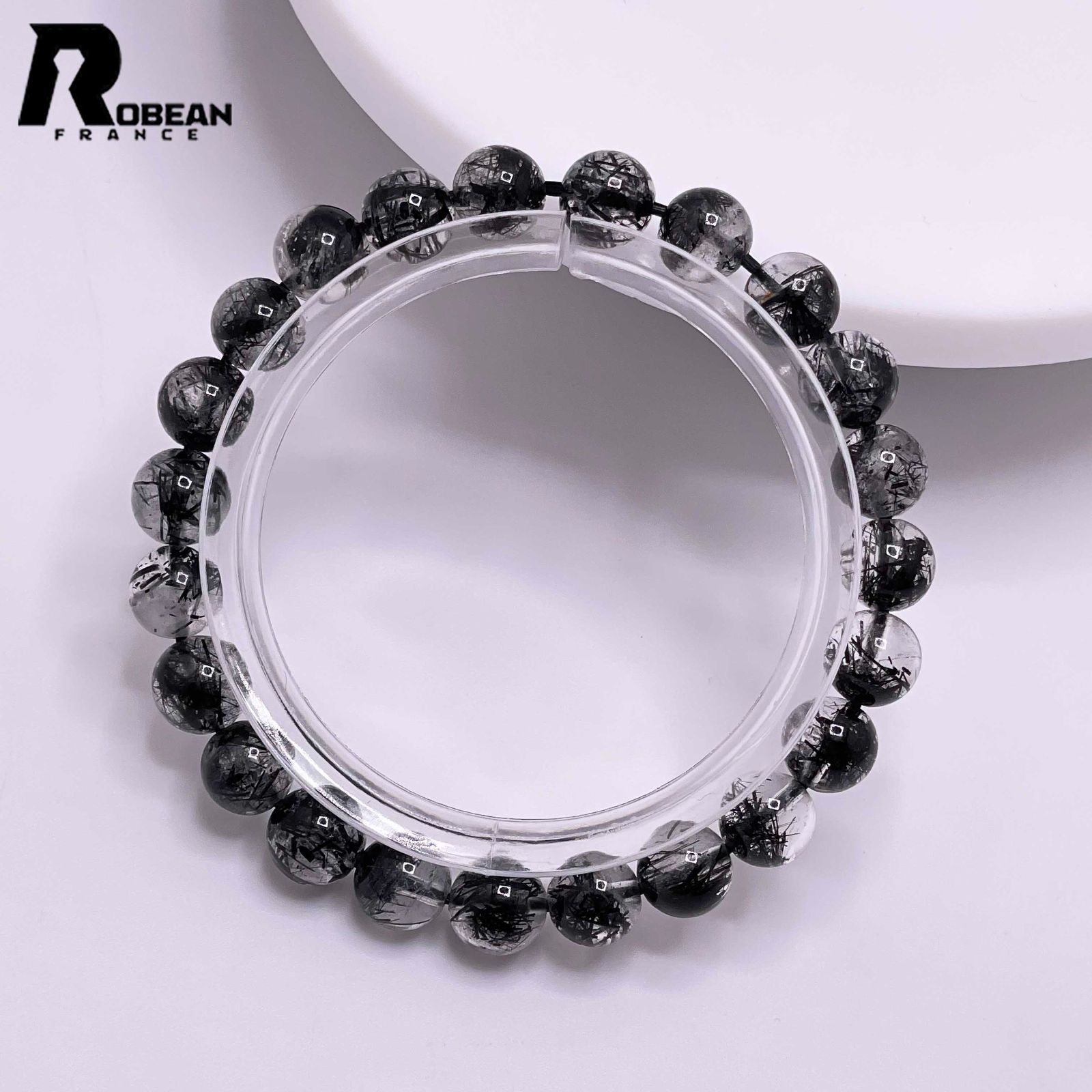 大粒g360円☆【ブラックルチル】黒針水晶ブレスレットM☆14mm 黒針 