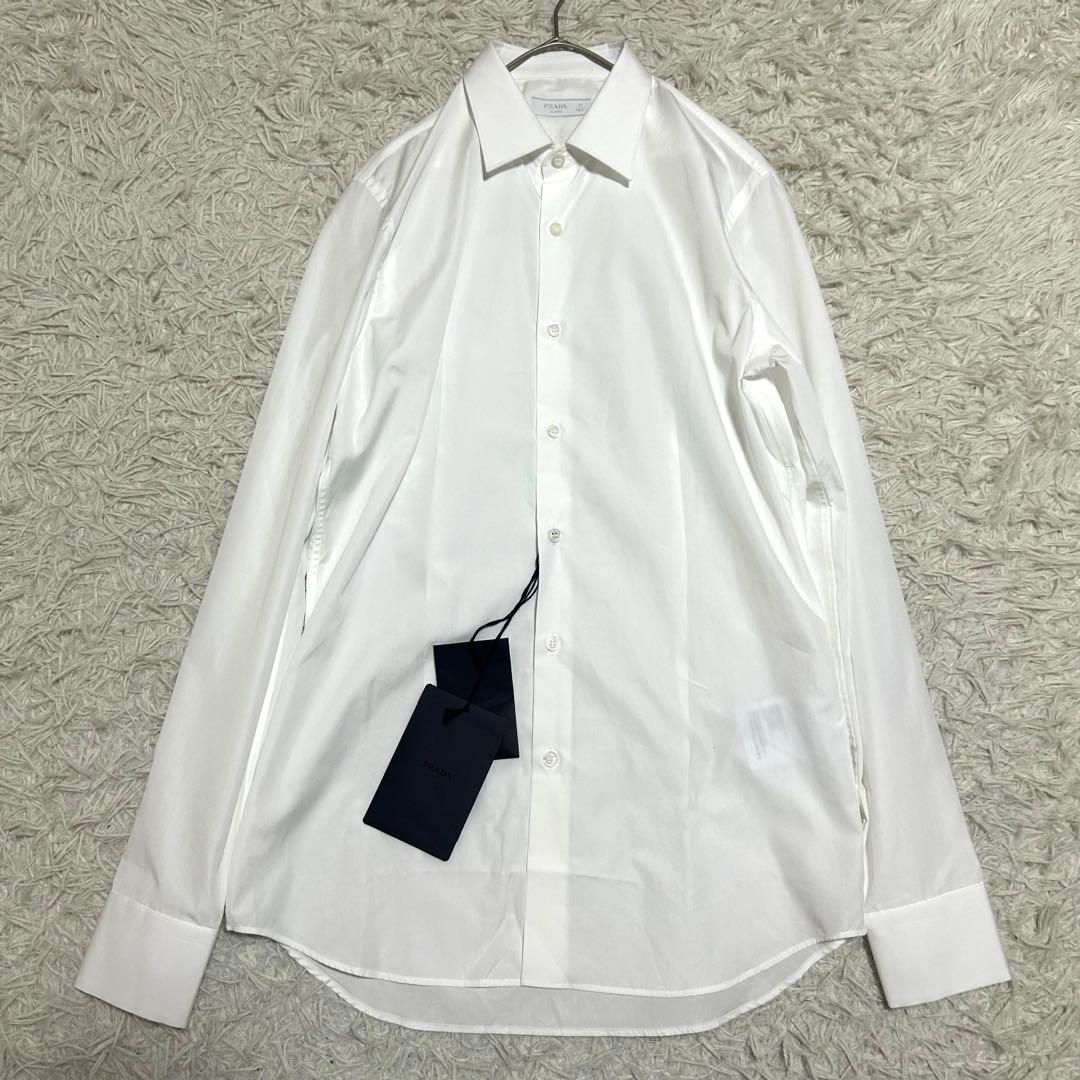 25年モデル タグ付き PRADA Church s ドレスシャツ 長袖 白