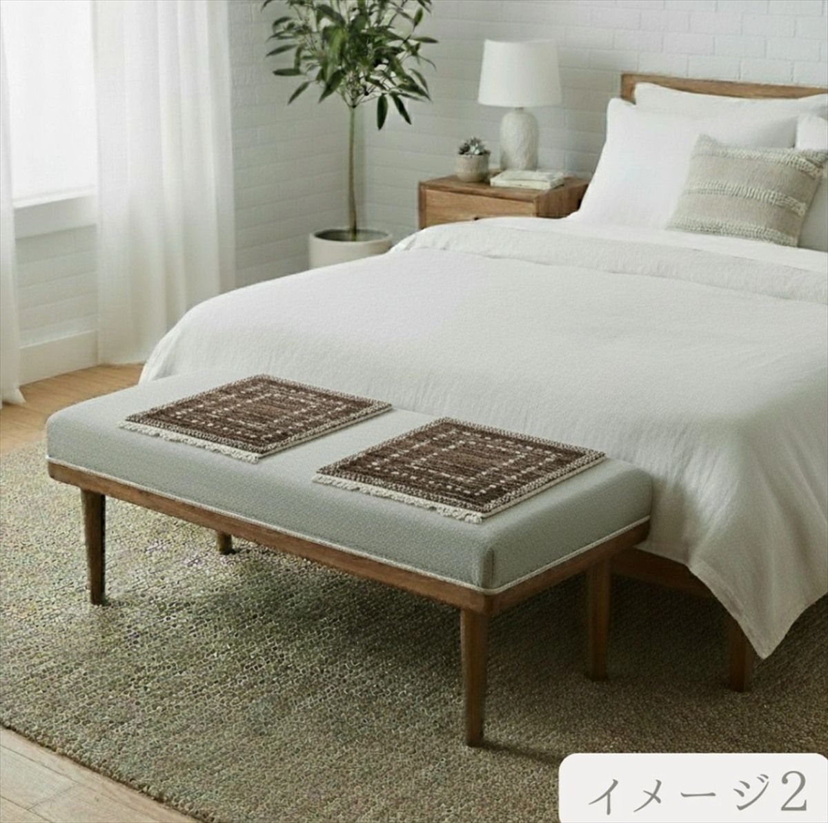 ガゼニ ギャッベ トルクマン族 ミニマット ラグ 無染めウール 40x40cm BP189 MARWIL-DEMENAGEMENTS_CH