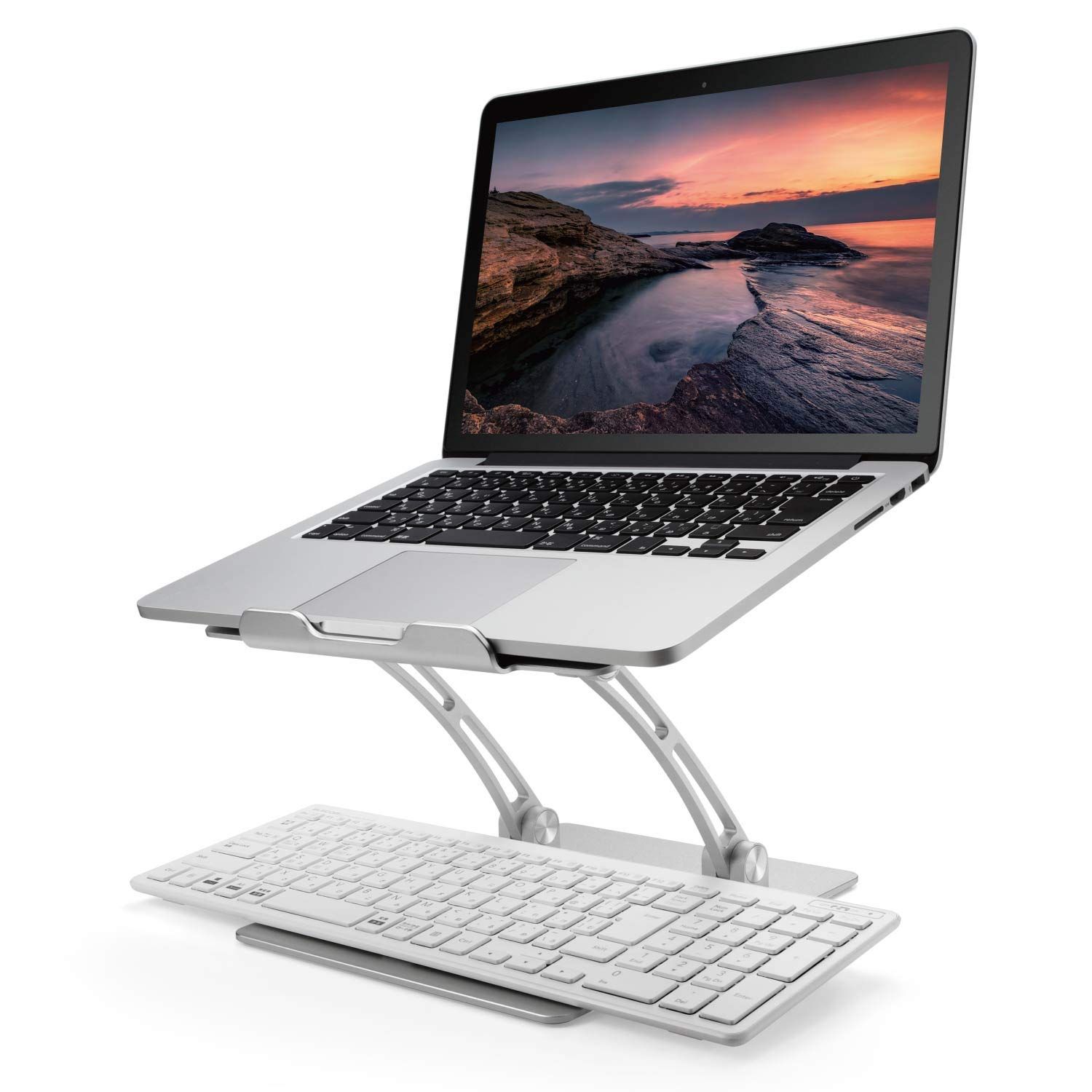 エレコム ELECOM ノートPCスタンド アルミ合金 角度高さ無段階調整 折りたたみ時サイズ 幅240×奥行285×高さ55mm 耐荷重 10kg シルバー PCA-LTSFAH20SV 角度高さ無段階調整