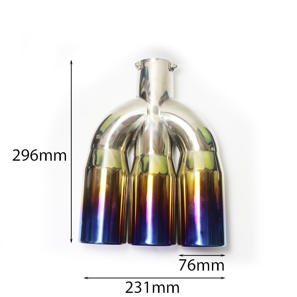 3本出し x 2個 チタン マフラーカッター 汎用 ストレート ワンオフ用に VAcom