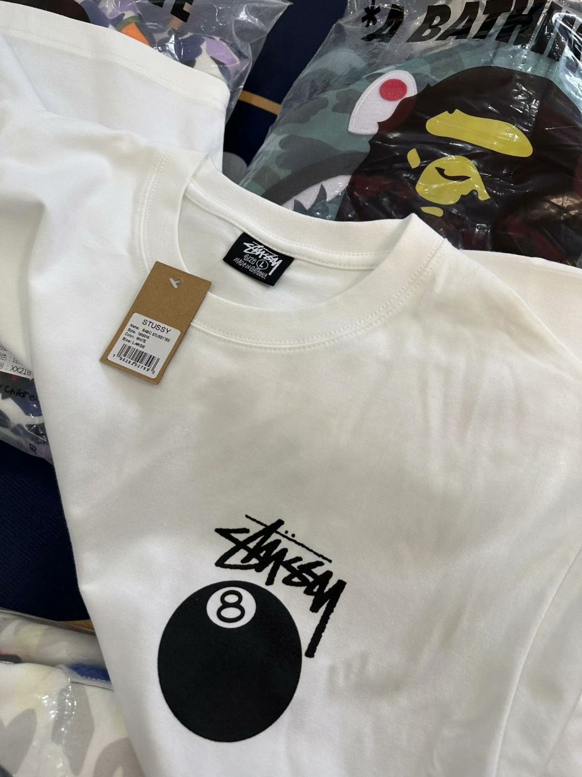 【STUSSY】X-RAY フィッシング バックプリント コットン Tシャツ 正規品 Stussy Graffiti 8 Ball Logo ロゴプリント