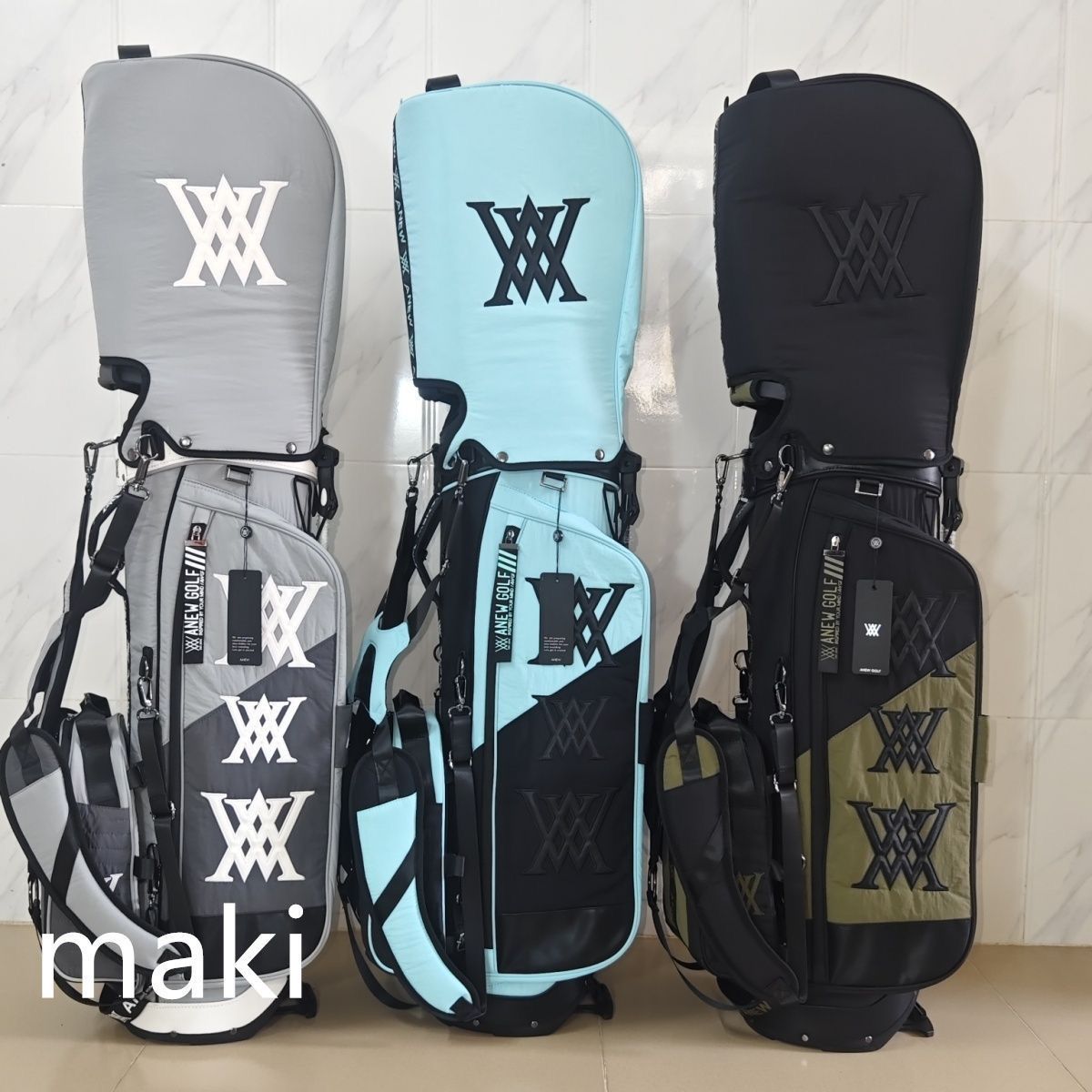 ANEW GOLF キャディバッグ ブラック/ カーキ ANEW GOLF キャディバッグ