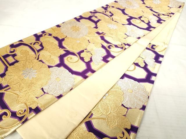 平和屋着物◎六通柄袋帯 唐織 花唐草文 金銀糸 正絹 逸品 AAAS8524hg