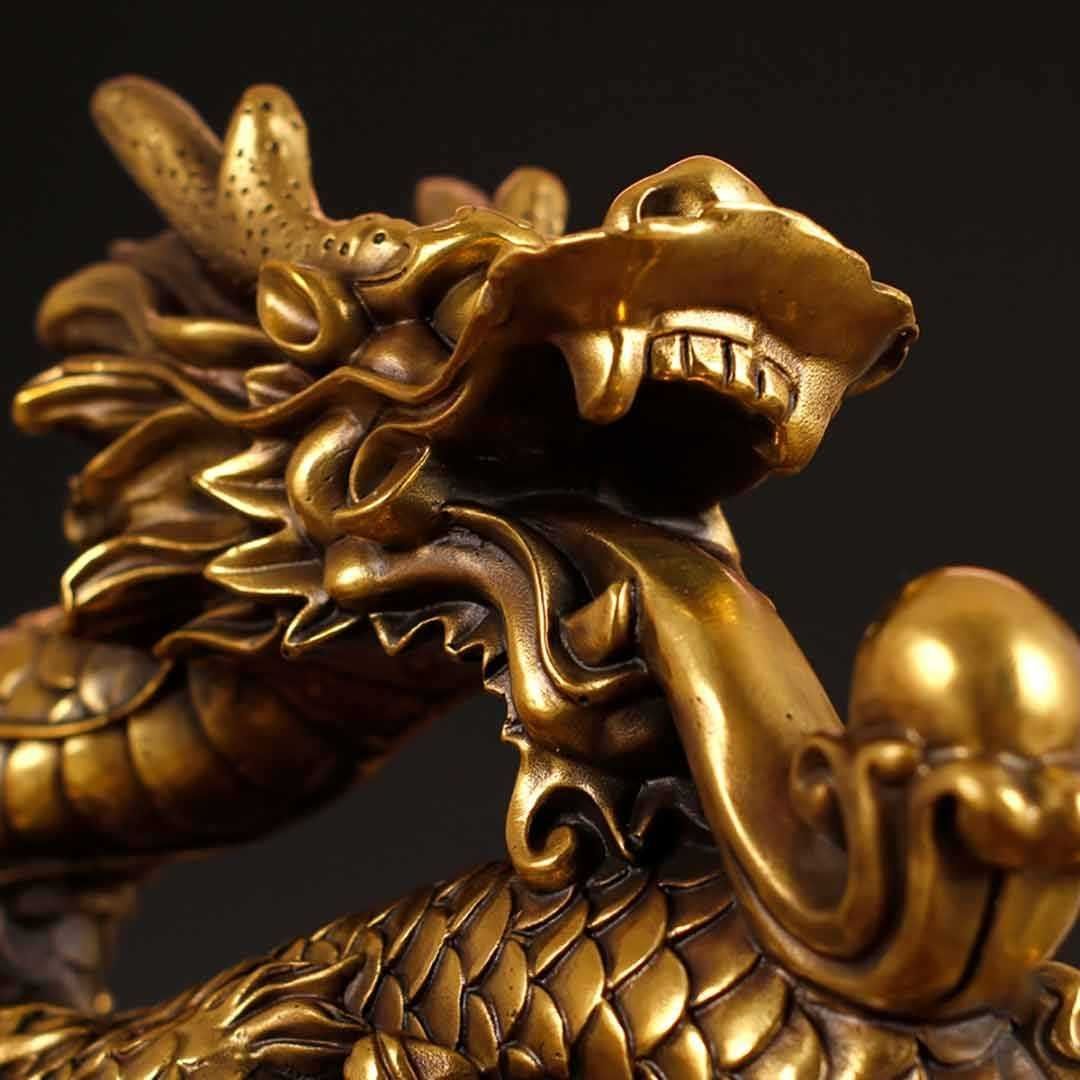 ドラゴン 35㎝ 風水 中国 像 装飾品 工芸品 オフィス 飾り 龍 - 置物