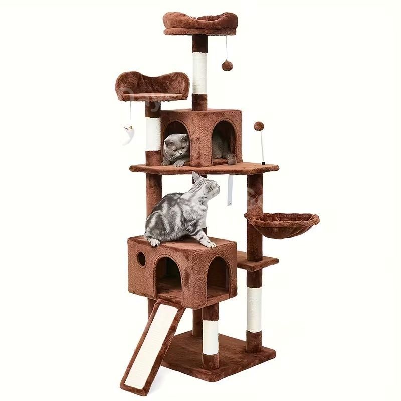 キャットタワー 猫タワー 大型猫用 据え置き 多頭飼い シンプル おしゃれ インテリア 北欧 スリム 見晴らし台 隠れ家 おもちゃ 爪とぎ 運動不足解消 安定 アイボリー ブラウン ベージュ 麻紐 170cm WWW_GEBZETESISAT_COM_TR