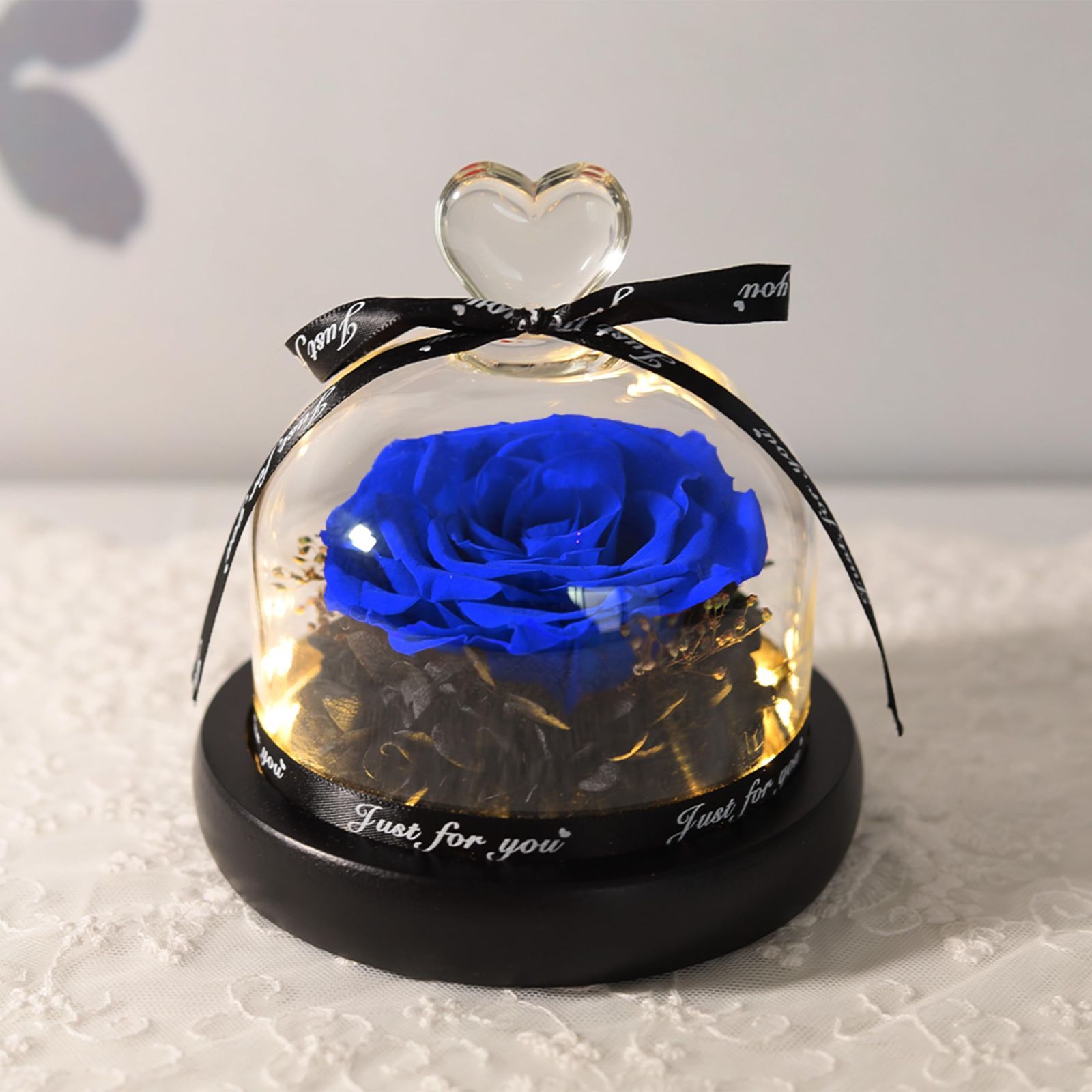 新品 プリザーブドフラワー バラ 1輪 ローズ 本物バラ LEDライト