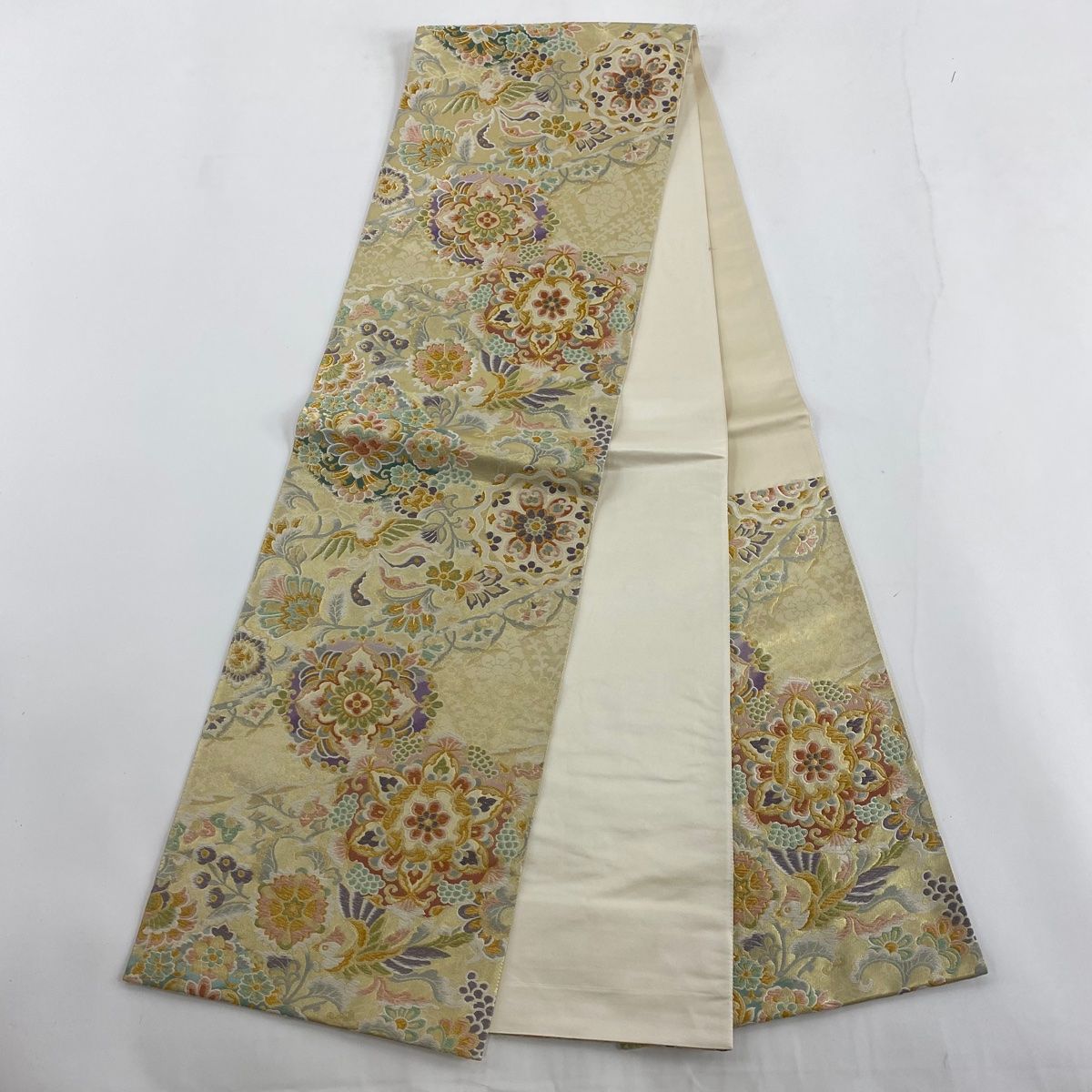 振袖 身丈160.5cm 裄丈69.5cm L 袷 袋帯フルセット 橘 雪輪 金糸