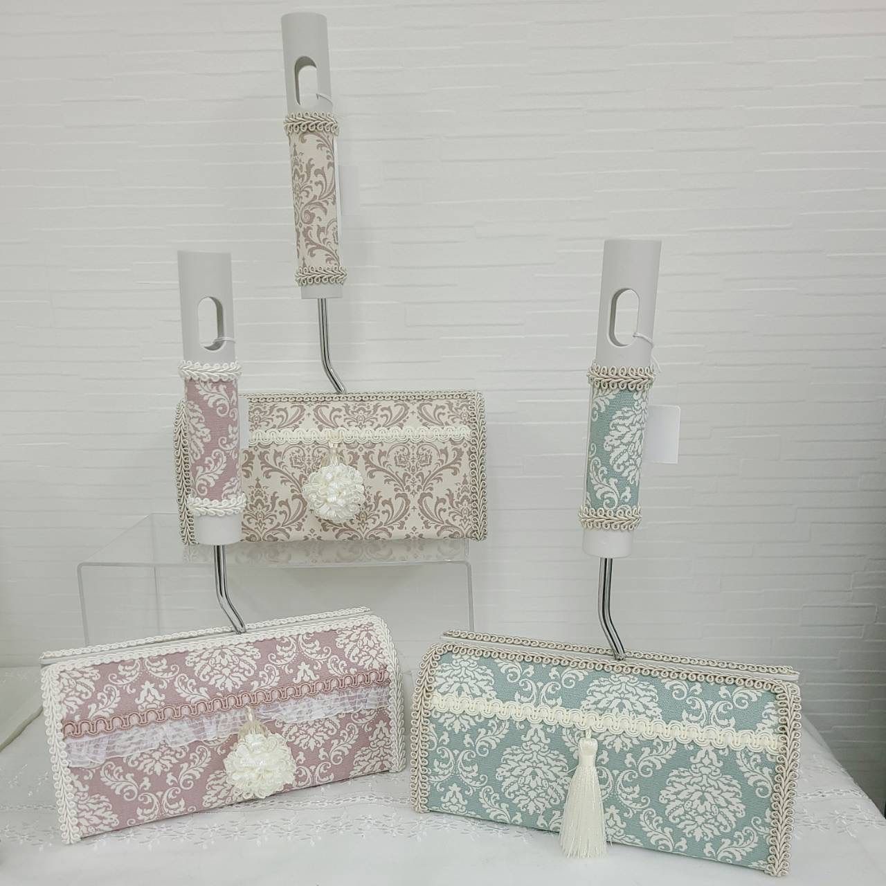 コロコロクリーナー アラベスク柄 カルトナージュ ハンドメイド ピンク