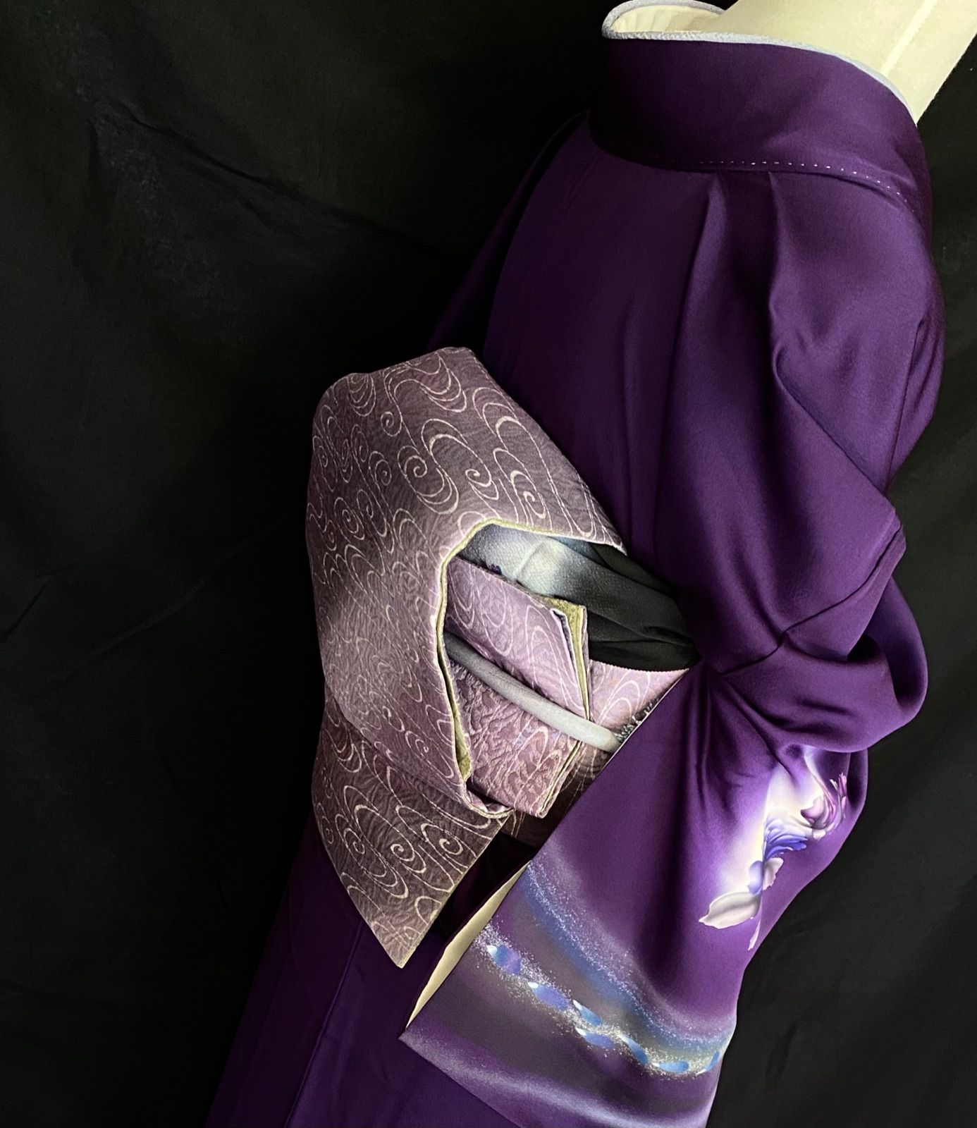 11,408円〈薄紫の洒落袋帯〉SALE リバーシブル　トール　織り出し　紫色の帯　使える帯