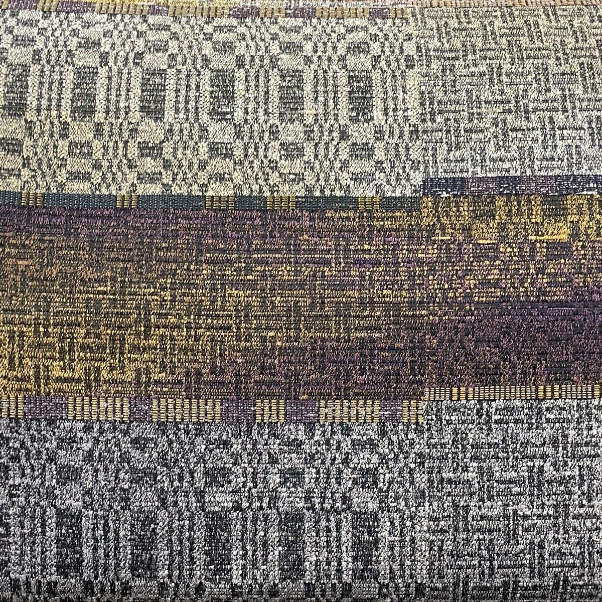 袋帯 美品 名品 じゅらく 証紙 幾何学 灰紫 六通 正絹 【中古  