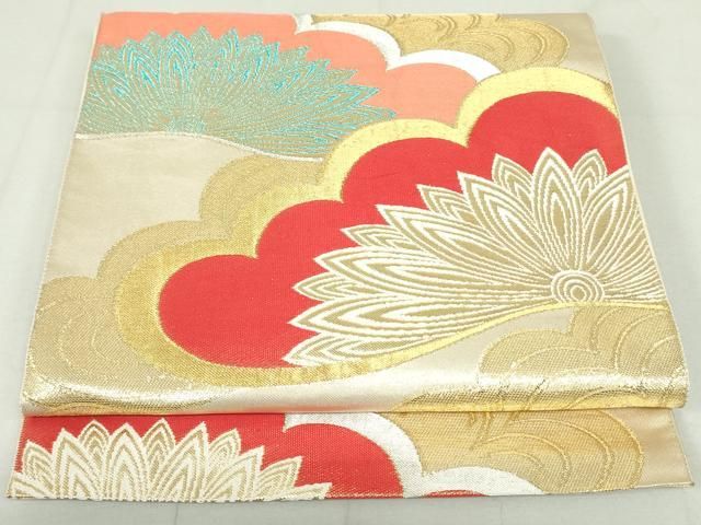 5k2268 袋帯　絹　西陣織　松文　金色　銀色　白　青　柄物　和装　着物 袋帯 | kimono Re:和 [online store] キモノリワ 着物 帯