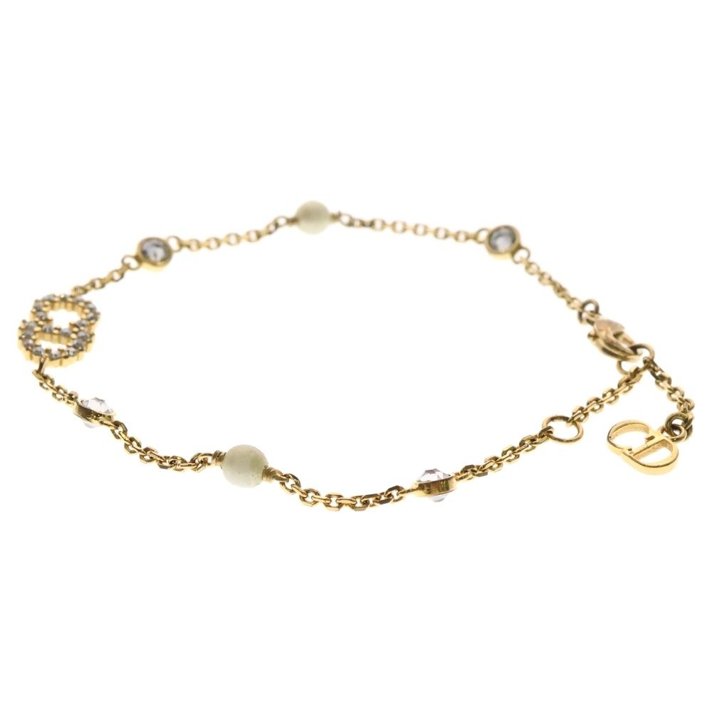 DIOR (ディオール) フェイクパールブレスレット GP ゴールド ロゴ Dior