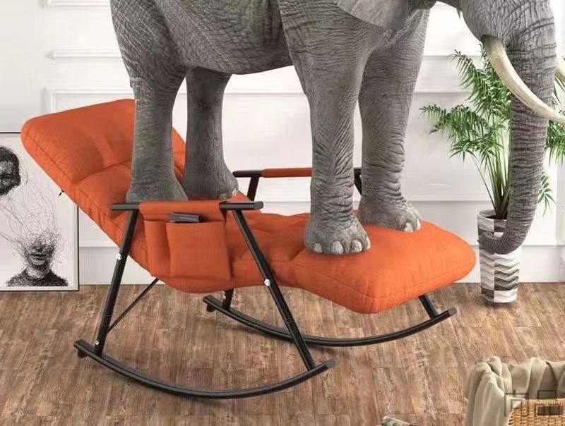 リクライニングバルコニー家庭用屋外リクライニングレジャーチェアテクノロジークロス昼休み怠け者ソファリビングロッキングチェア