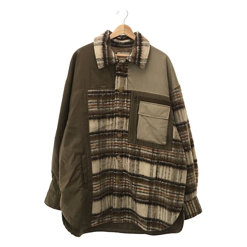 【美品】  FenG CHen WANG / フェンチェン•ワン | PANELLED FLANNEL SHIRT JACKET パネル フランネル シャツジャケット | L | ベージュ | メンズ