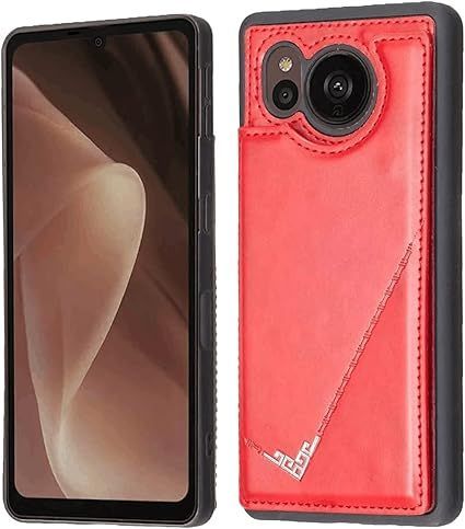 新品，SALE 【在庫処分】【 Antimam 】背面カード 手帳型ケース AQUOS Sense7/docomo SH-53C/au SHG10/UQ mobile 対応 SHARP マホバックカバー（ レッド）手作り お洒落シンプル 軽量 耐久性 カード収納 スタ 応募券
