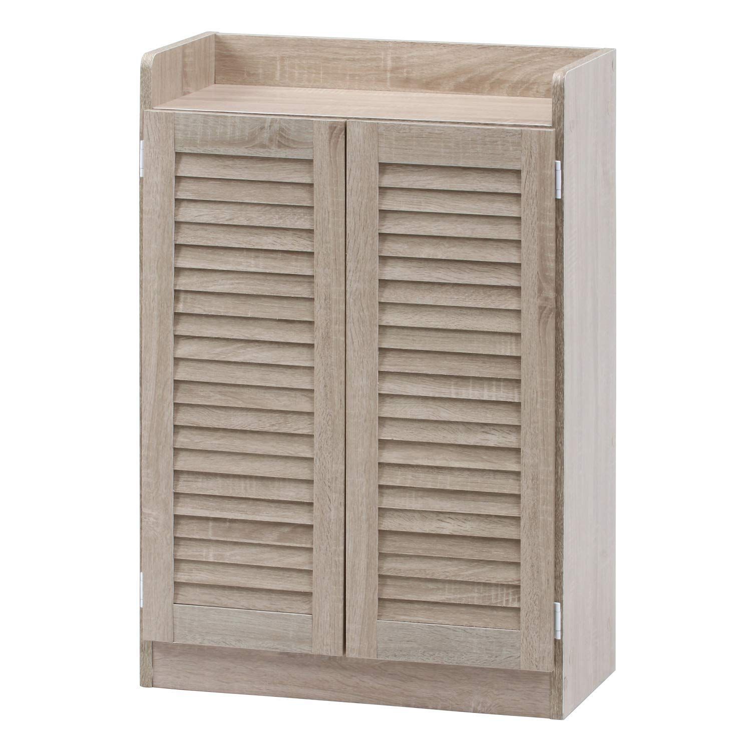 思わず買いたくなる！【特価商品】シューズラック 4段 下駄箱 幅60×奥行33.5×高さ90cm ホワイトオーク ルーバータイプ オープントップ 不二貿易 玄関収納 靴箱 98994 介護靴 バックル