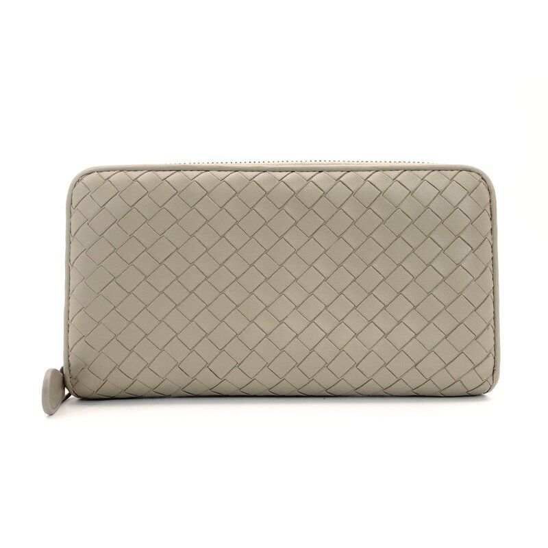 ボッテガ ヴェネタ BOTTEGA VENETA 財布 イントレチャート 長財布 グレージュ レザー 財布 7-7-498