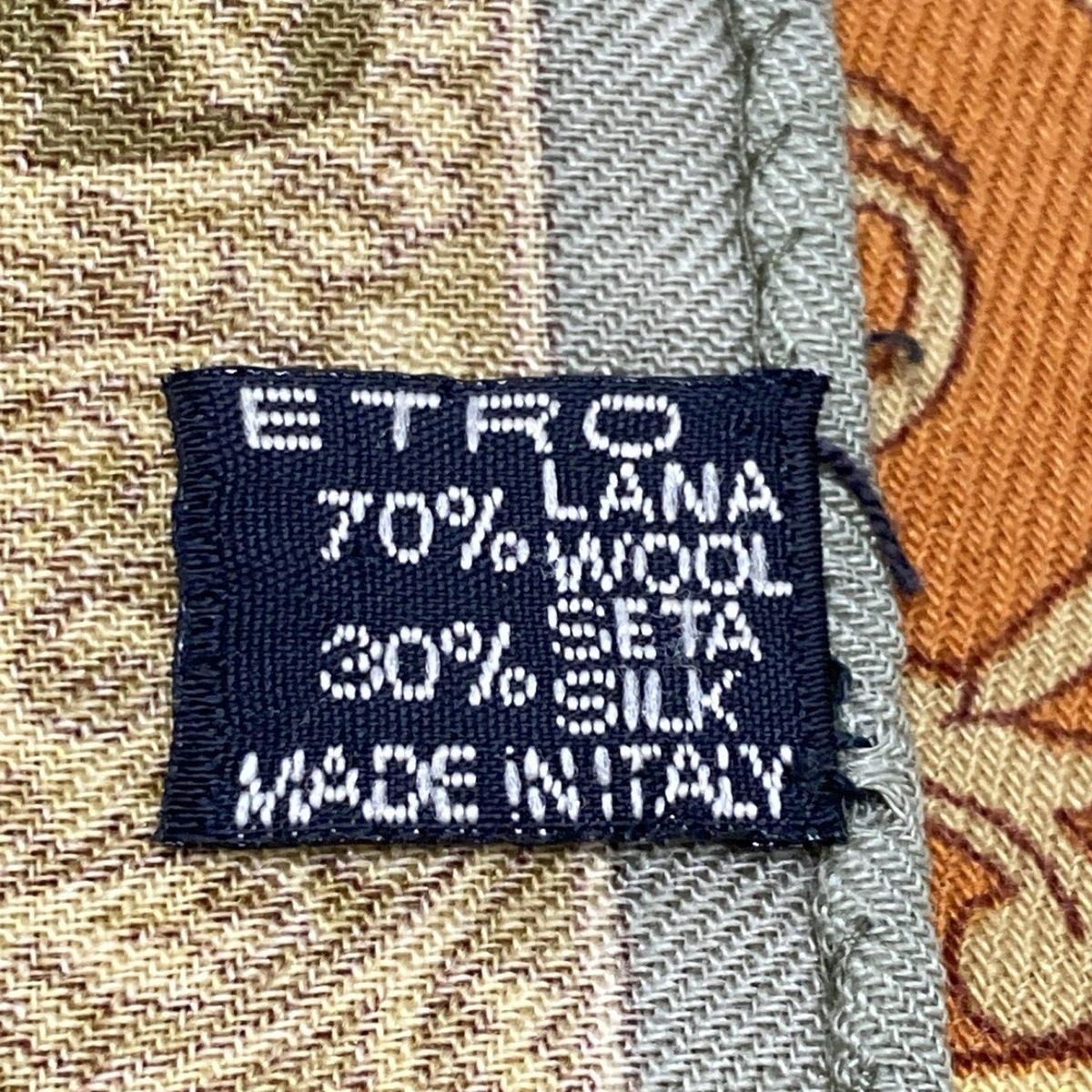 ETRO(エトロ) ストール(ショール)美品 - カーキ×ライトブルー ETRO(エトロ) ストール(ショール)美品 - カーキ×ライトブルー