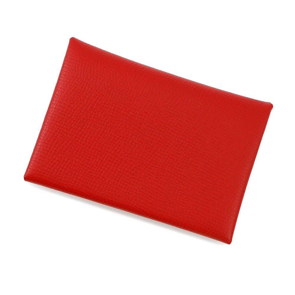 エルメス コインケース カルヴィ デュオ ルージュカザック/シルバー  