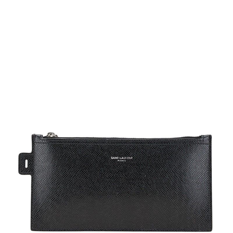 SAINT LAURENT ブラックレザーポーチ サンローラン ポーチ 小物入れ ブラック レザー レディース