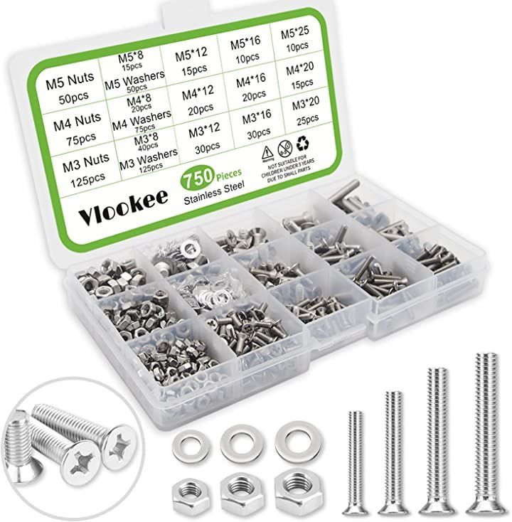 Vlookee 750本入 ねじ セット M3 M4 M5 超低頭 皿ねじ SUS304