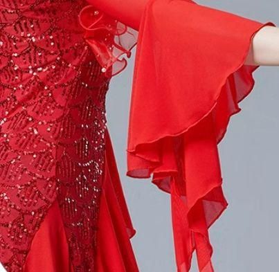 社交ダンスドレス ラテンドレス 競技 フレア袖 オーダーメイド - メルカリ