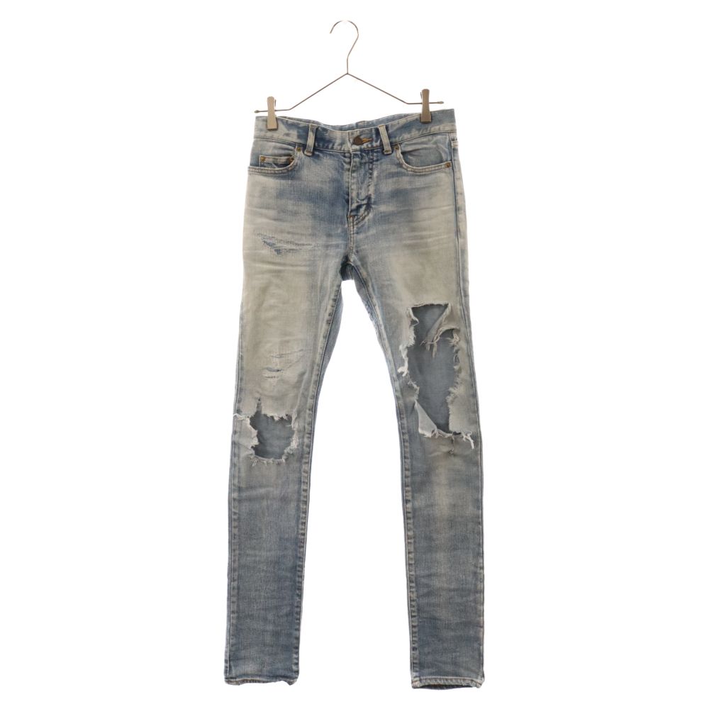 SAINT LAURENT PARIS (サンローランパリ) 17SS デストロイクラッシュ加工デニムパンツ インディゴ 454706 Y806K
